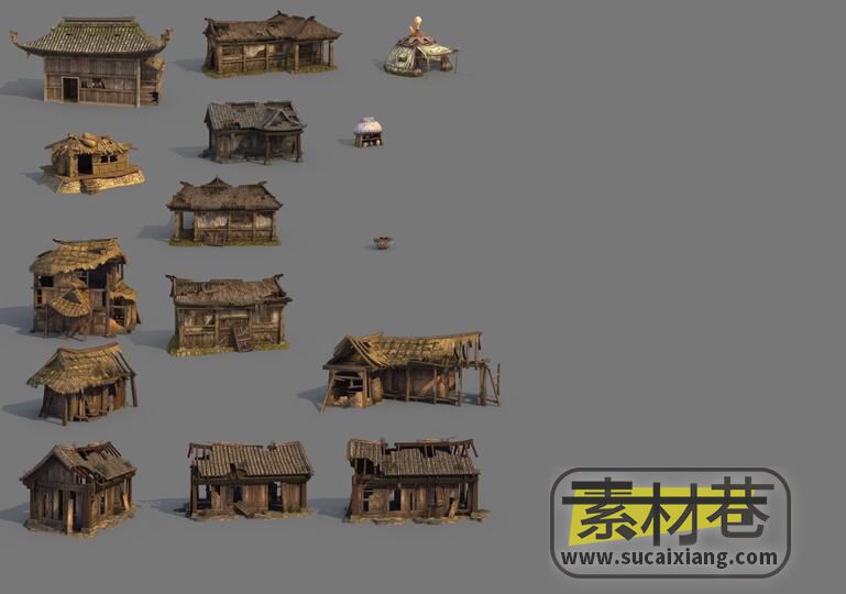 游戏古建筑房屋道具模型集合