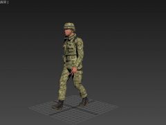 游戏士兵行走动画3D模型
