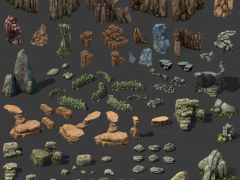 2.5D游戏各种山石组件素材