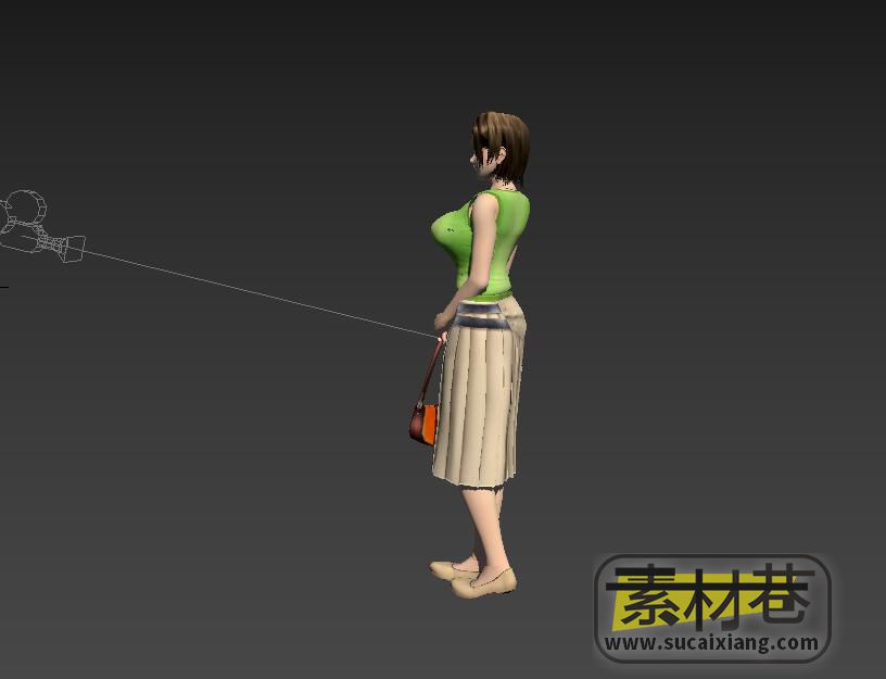 一个现代穿裙子的女性3D模型