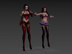 两个古代美女3D模型