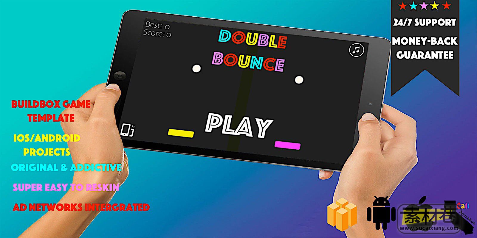 Buildbox双跳球游戏源码Double Bounce 1.0