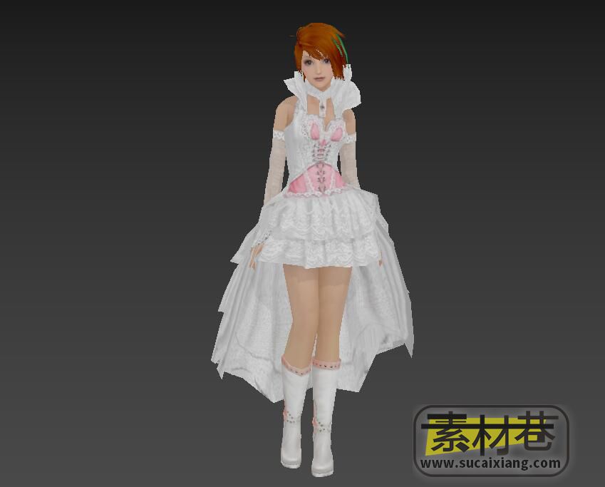 游戏穿婚纱的短发美女3D模型