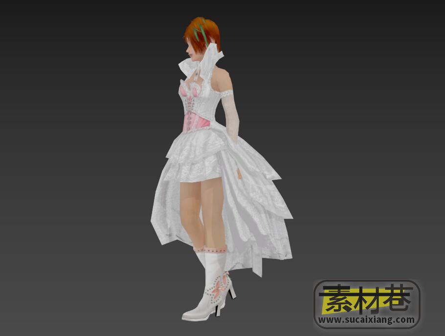 游戏穿婚纱的短发美女3D模型