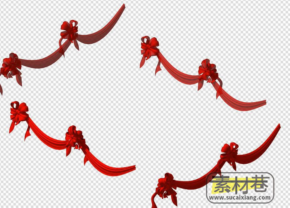 游戏中古代结婚用的红绸屏障装饰道具3D模型
