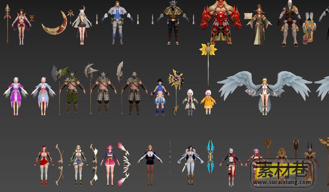 韩国3D次世代魔幻RPG游戏Overhit人物和怪物全套模型集合