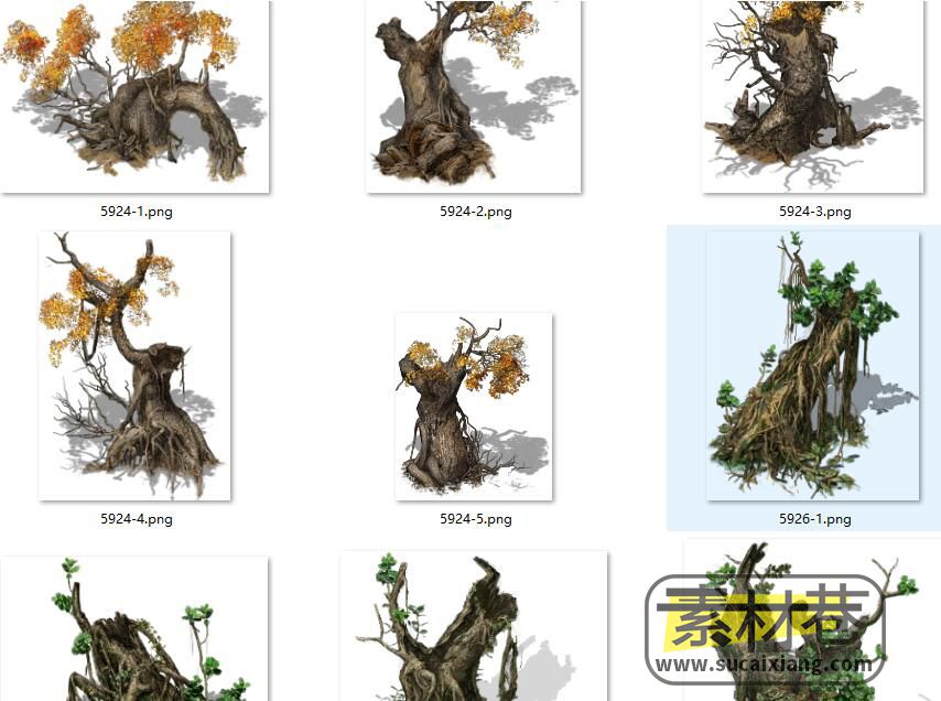 2.5D武侠风格角色扮演游戏剑侠世界人物与树木道具素材