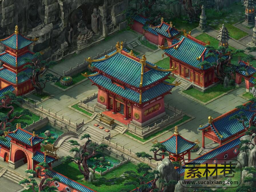 2d仙侠风格游戏室内场景与野外场景素材