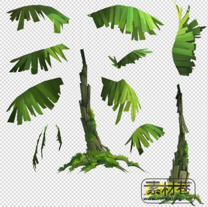 2D游戏各种造型树木藤曼花草素材
