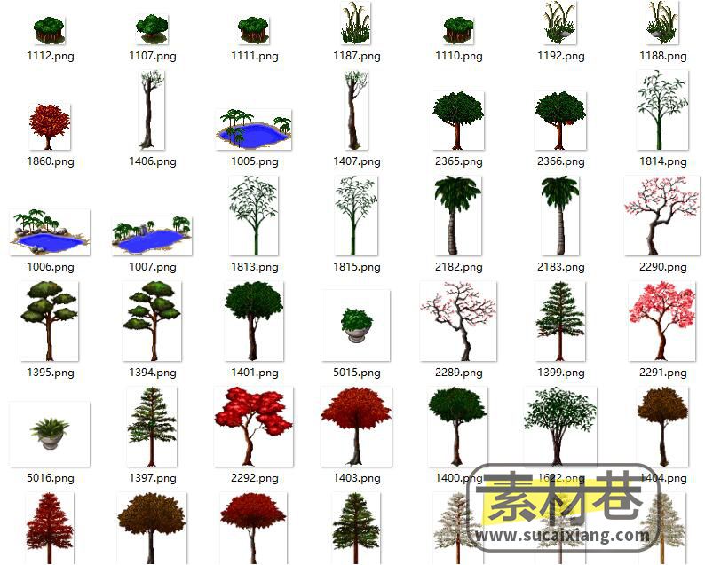 2D各种树木花草游戏素材