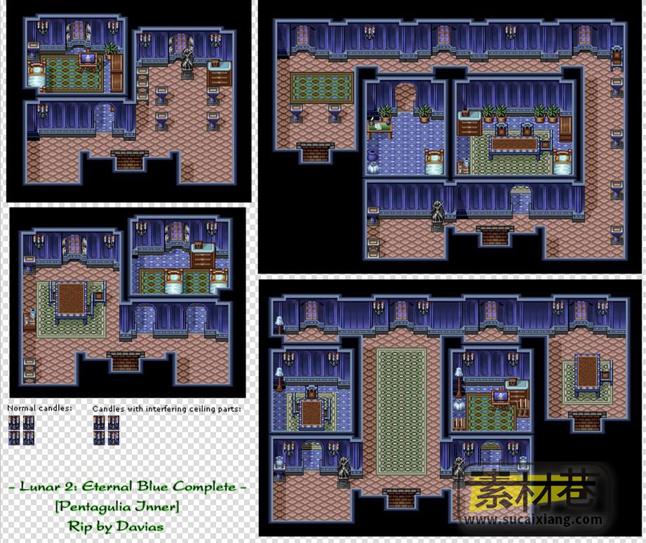 2D复古RPG游戏室内场景地图游戏素材