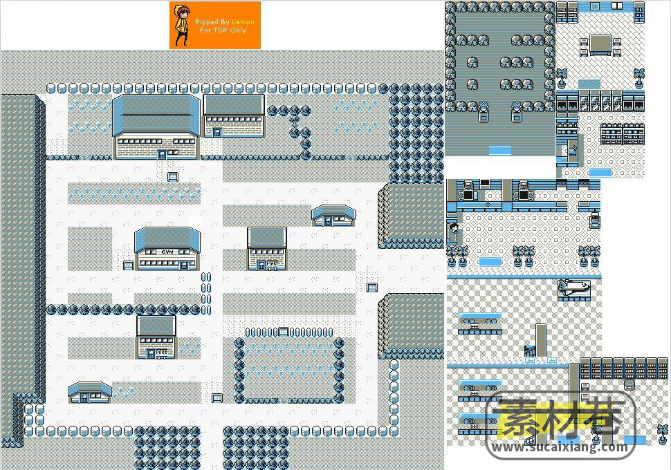 2D复古像素简约风小镇村庄游戏地图场景素材