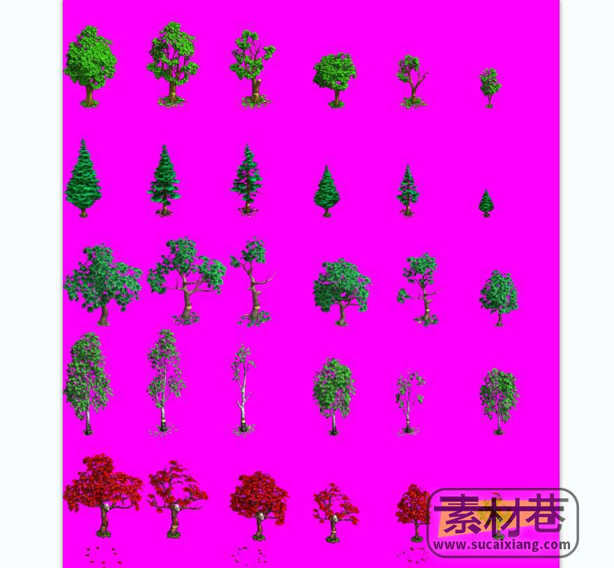 2d游戏各种大小树木素材