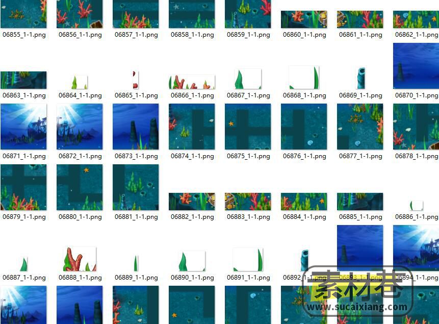 2D海洋生物与海底场景游戏素材
