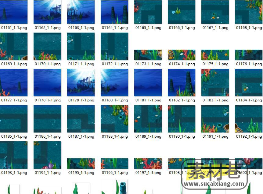 2D海洋生物与海底场景游戏素材