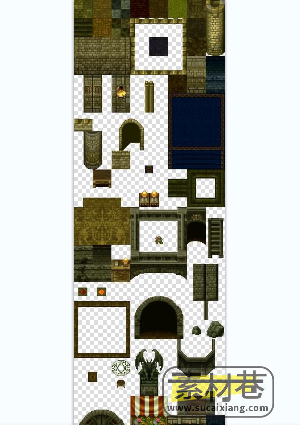 2d复古风格游戏房屋瓷砖物品家具物件素材