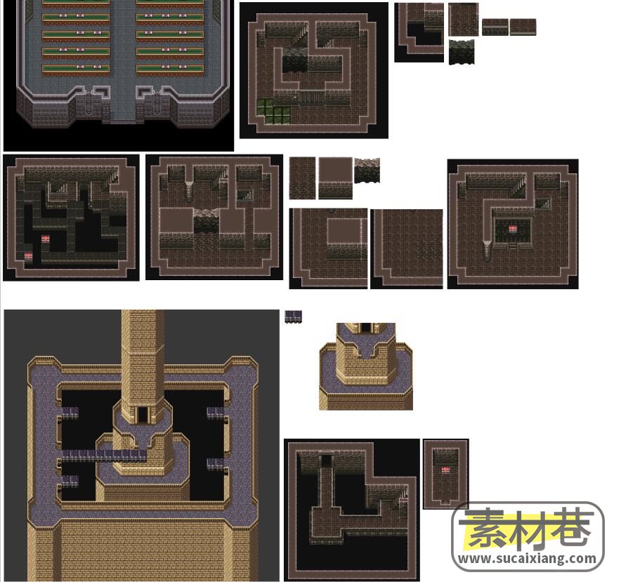 2d复古风格RPG游戏地下城场景瓷砖素材