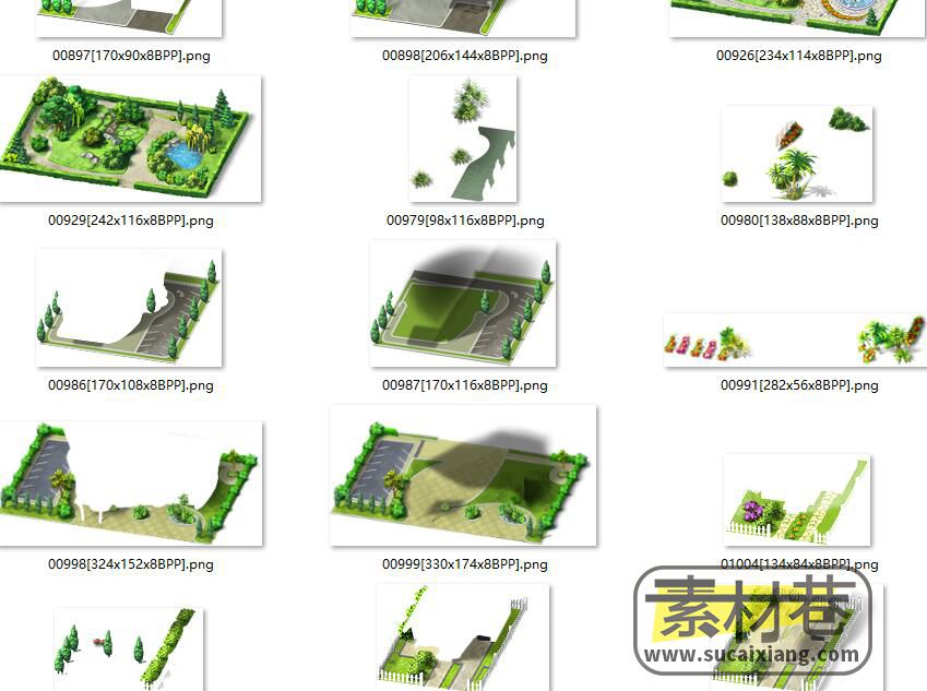 2.5D都市模拟游戏绿化树木花草素材