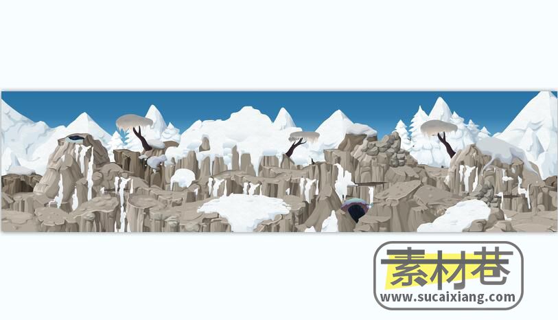 2d卷轴式雪山岩石峭壁游戏素材