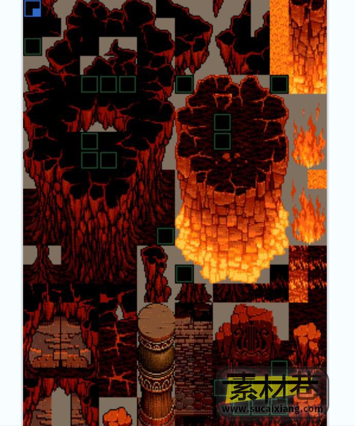 2d炼狱岩石熔浆火焰游戏素材