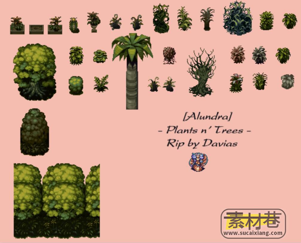 2D横版树木植物游戏素材