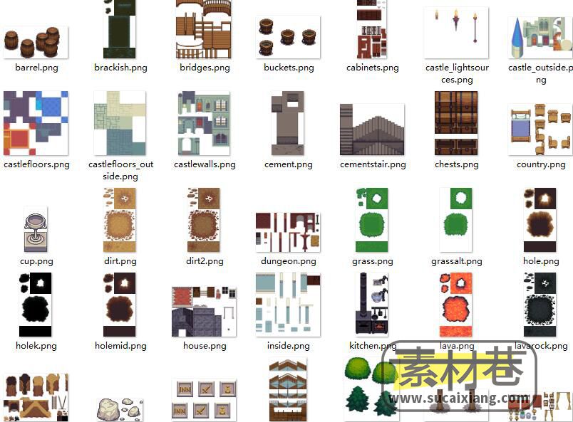 2d像素风RPG游戏人物房屋瓷砖地表道具怪物素材