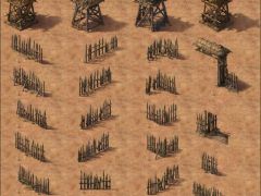 ​2D策略战争游戏军营瞭望塔栅栏素材