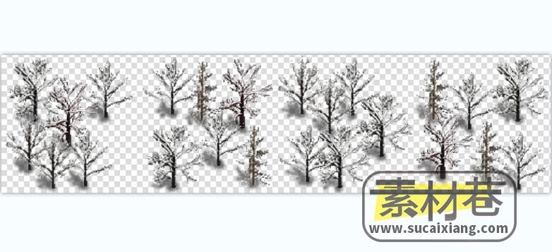 2D冬季树木与夏季树木游戏素材