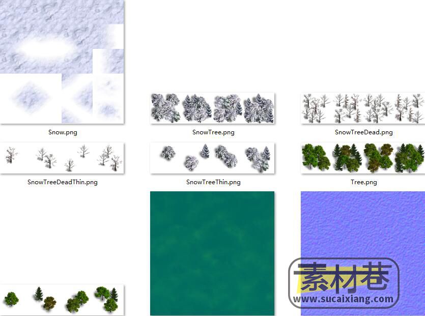 2D冬季树木与夏季树木游戏素材