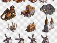 2D策略模拟游戏房屋古迹建筑地表素材