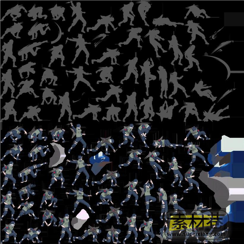 2d忍者武士格斗动作技能序列帧游戏素材