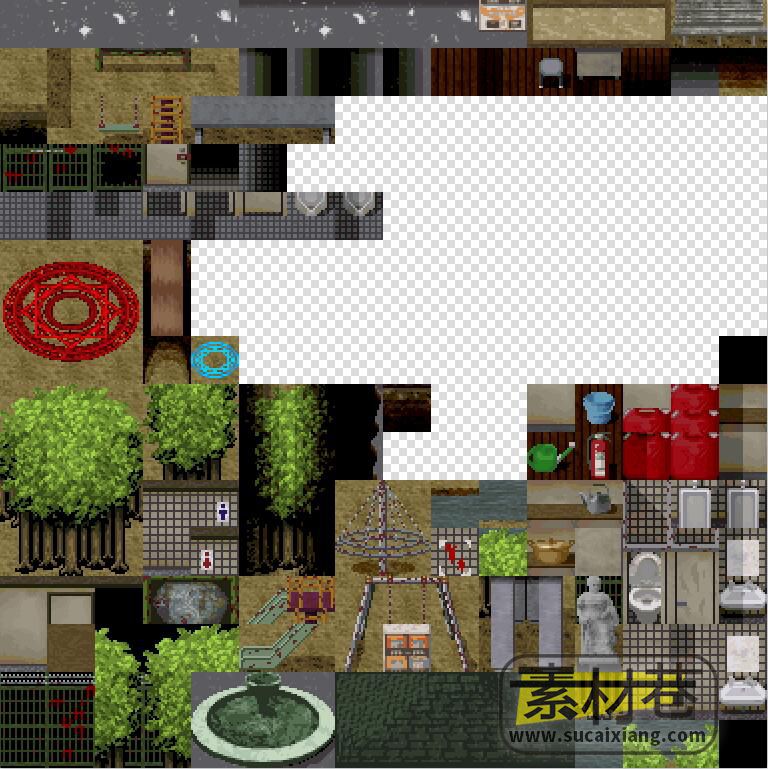 2D欧美风格恐怖探险RPG游戏场景瓷砖素材