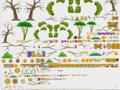 2D益智游戏树木道具及背景素材