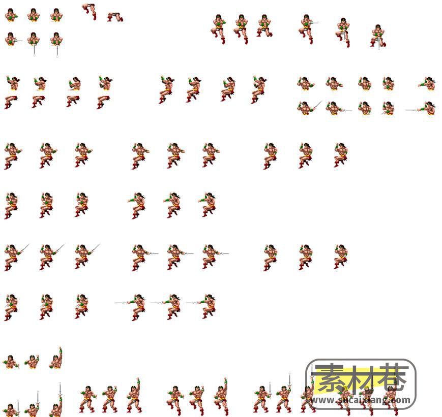 2D街机风格持剑勇士动作游戏素材