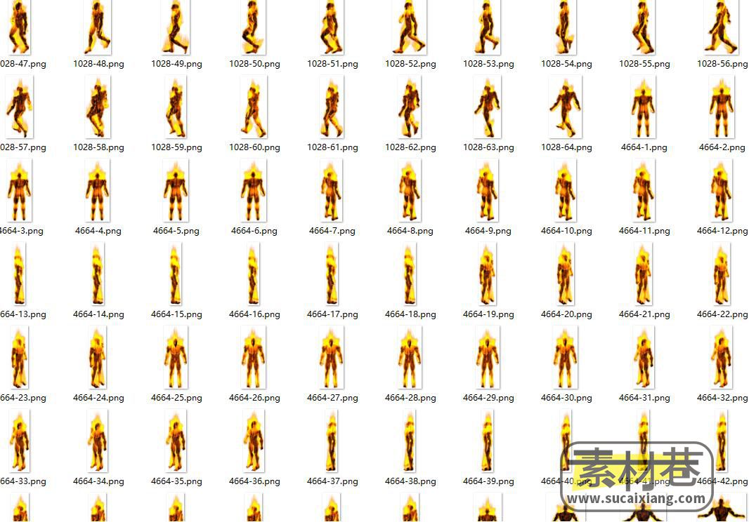 2D行走的火人动作序列帧游戏素材