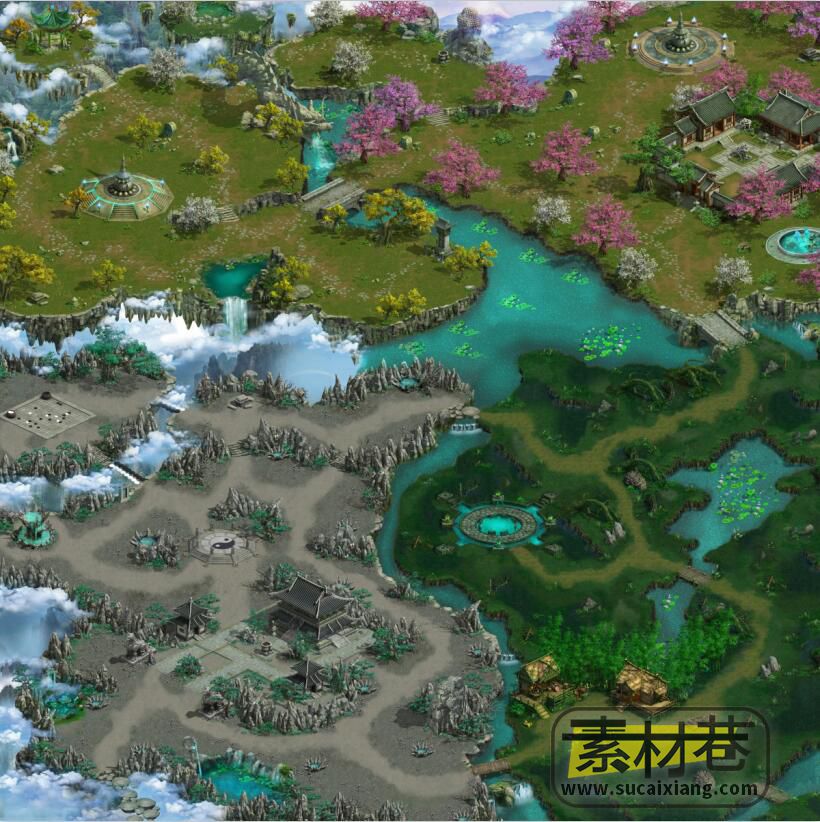 2D东方古典游戏场景大地图素材