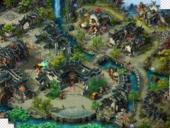 2.5D游戏古典水边小镇地图场景素材