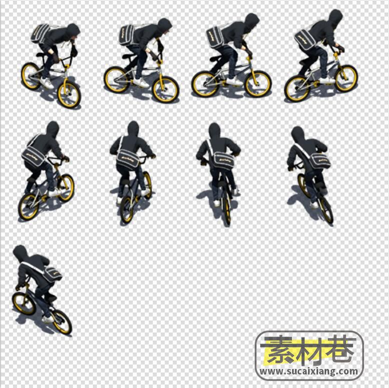 2D骑自行车游戏人物素材