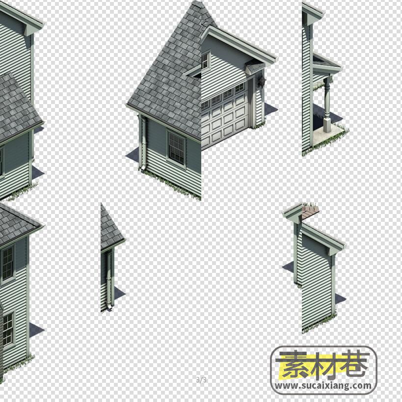 2.5d复式小洋房别墅游戏素材
