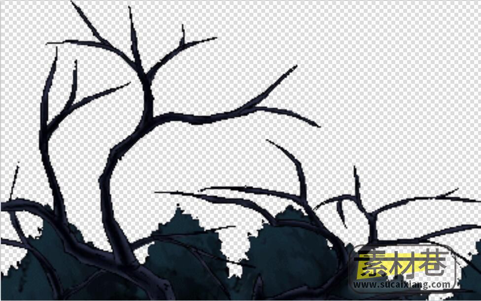 2D横版游戏树木与地图场景组件素材