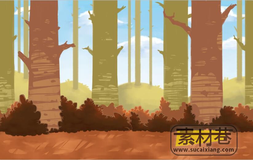 2D横版树林跑酷游戏场景素材