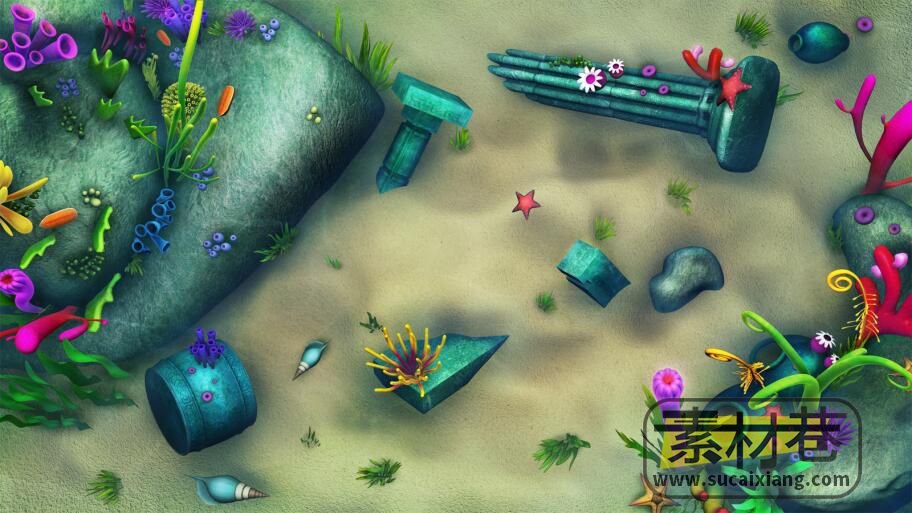 2D捕鱼游戏海底场景游戏素材