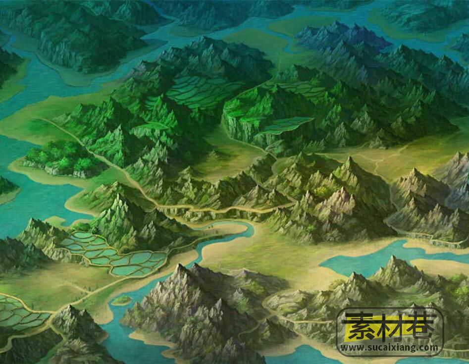 2d游戏远景山川河流大地图素材
