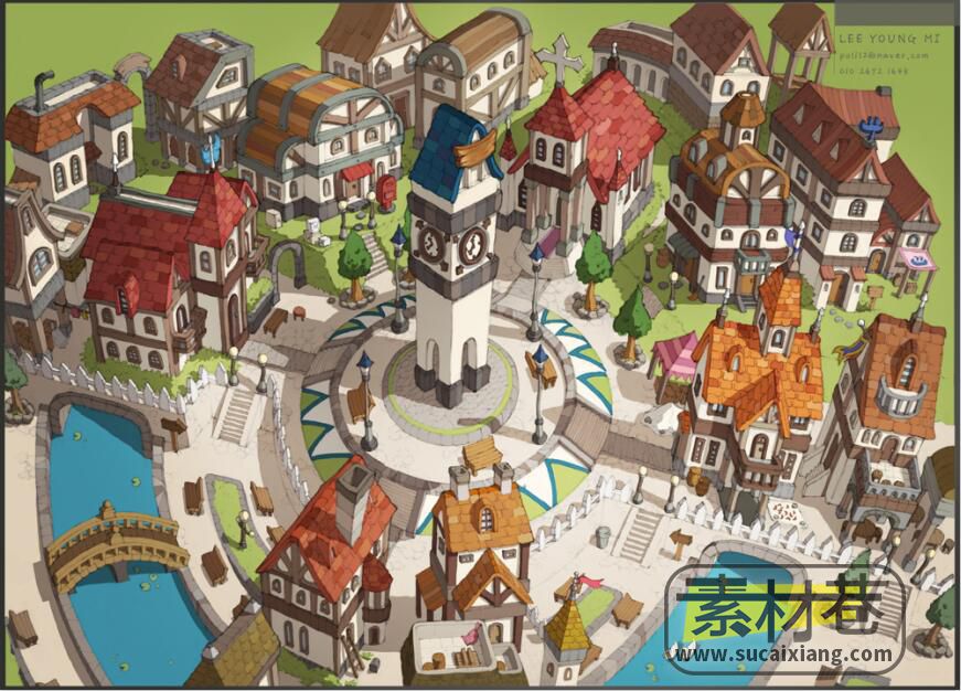 韩游屋建筑游戏场景原画设计图