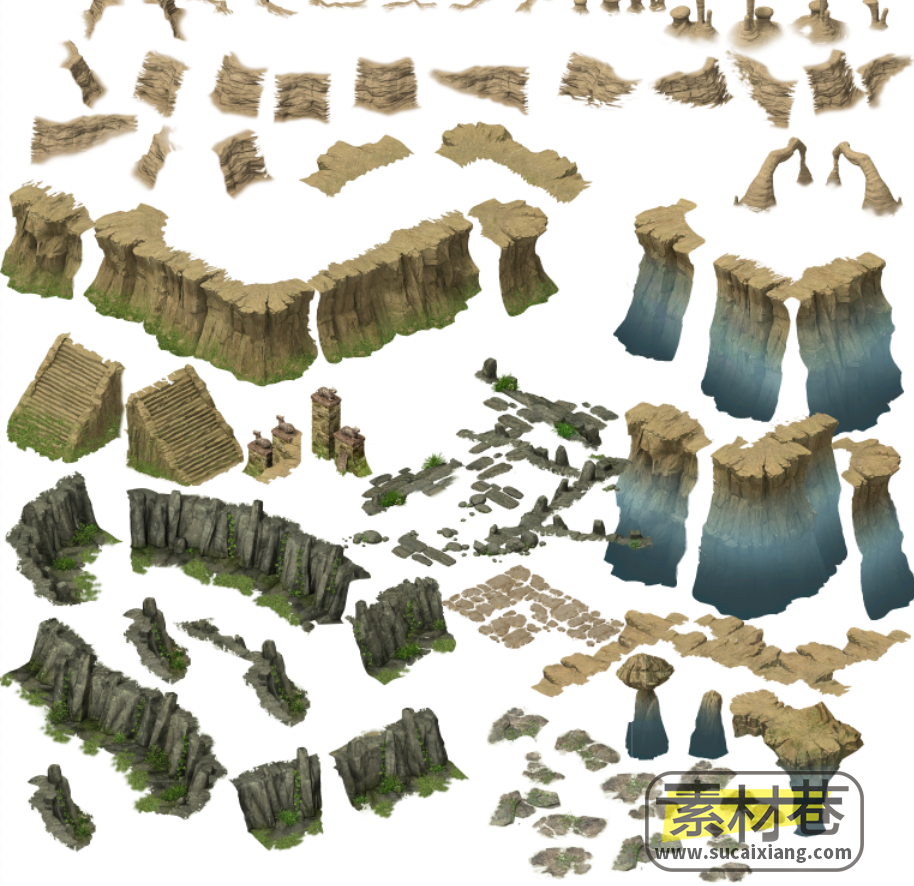 2.5d游戏山石场景配件素材