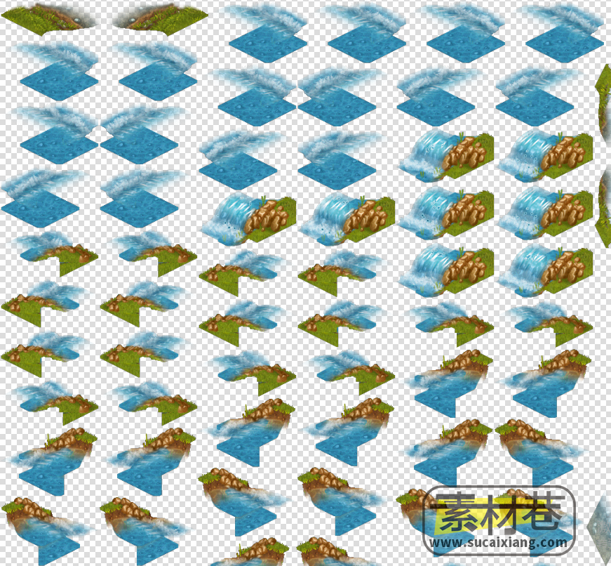 2D游戏水边场景地图块素材