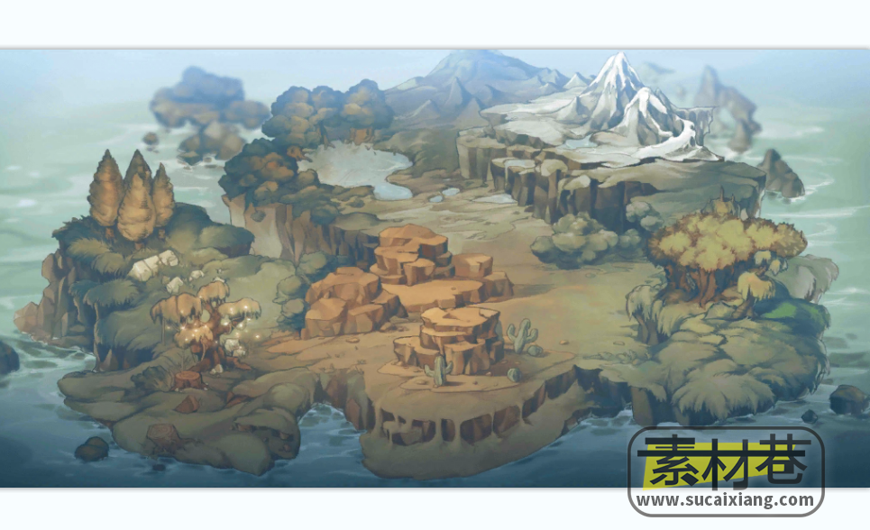 2D手绘风角色扮演冒险游戏场景地图素材