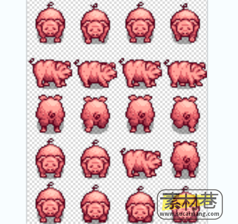 2D像素RPG游戏牲畜家禽动物4方向游戏素材