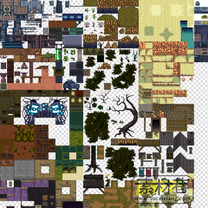 2D复古像素风格RPG游戏实用地图瓷砖素材