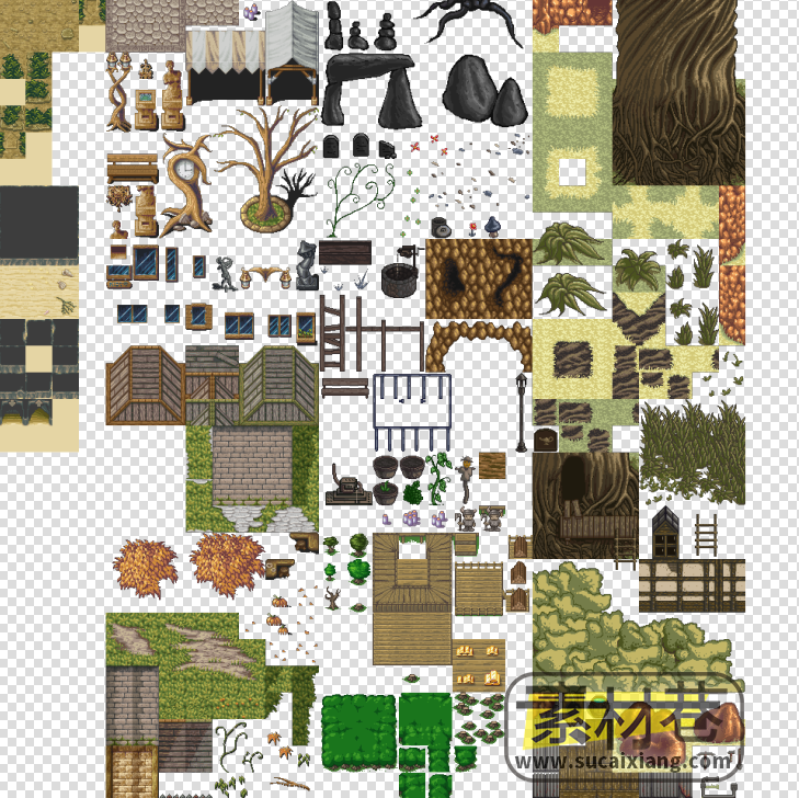 2D复古像素风格RPG游戏实用地图瓷砖素材
